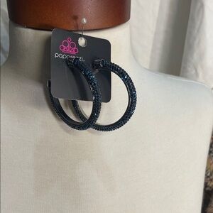 Paparazzi Blue Rhinestone Hoop Earrings Lightweight